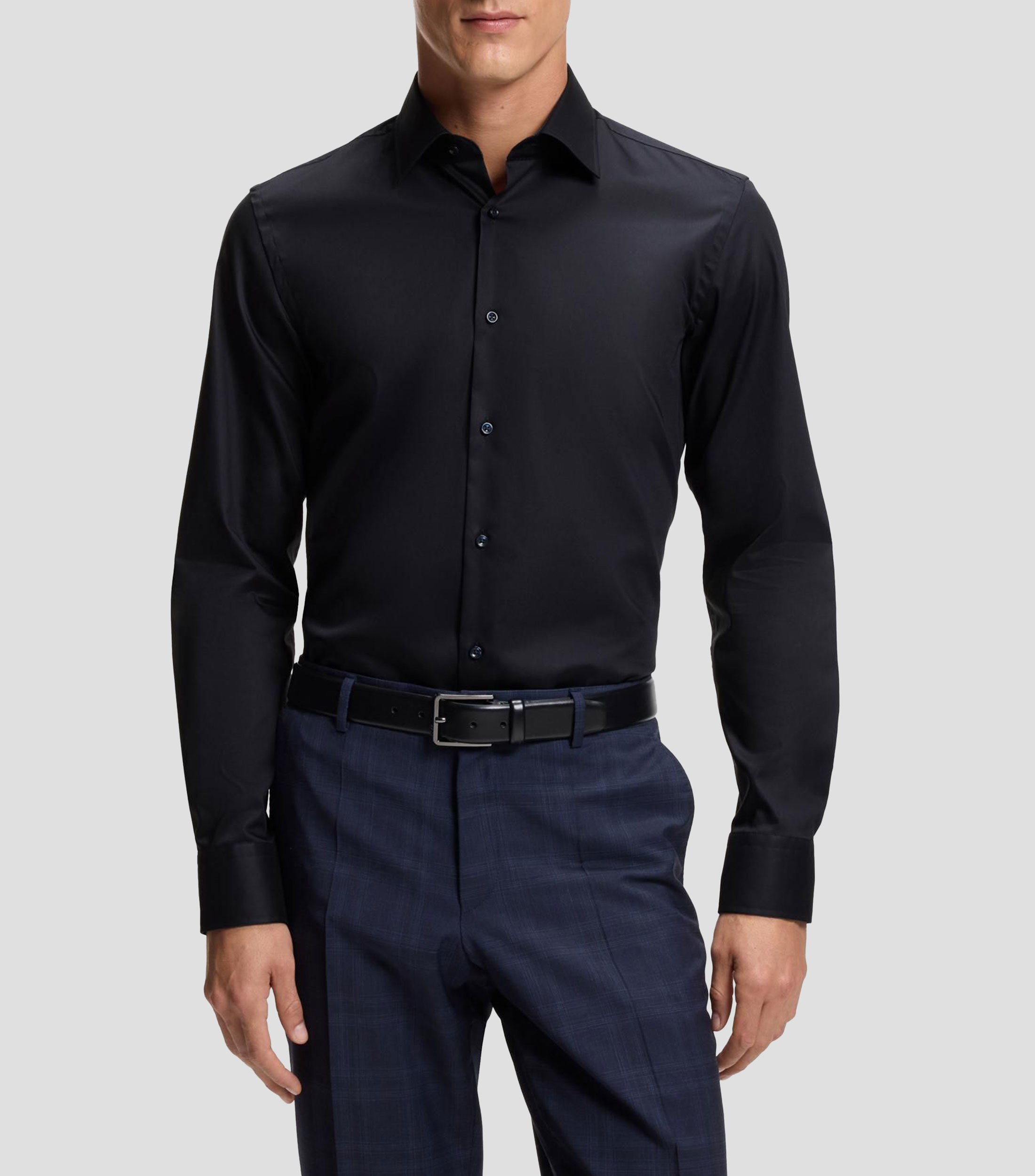 Camisa slim fit en popelín de algodón de planchado fácil Hombre